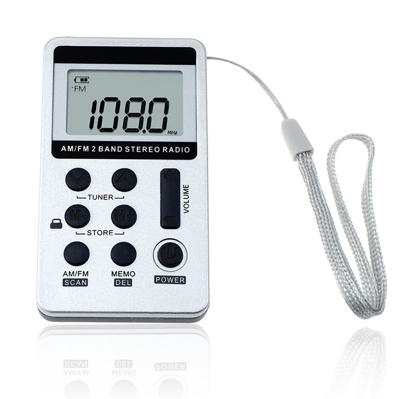 HanRongDa HRD-103 AM FM Digital 2 Band Stereo Radio With Headphones V4327S_P Silver  - Image 3