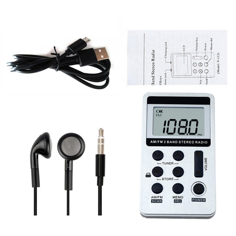 HRD-103 AM FM Digital 2 Band Stereo Radio With Headphones V4327S_P Silver - v1604917398/N41433487A_7