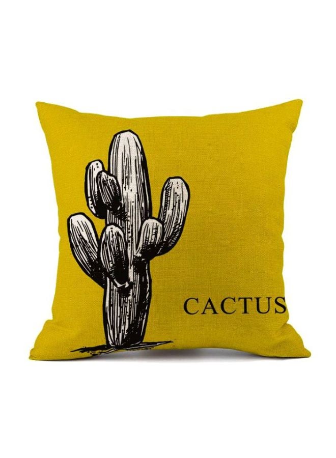 Cactus Printed Cushion Cover Yellow/Black/White 45x45cm