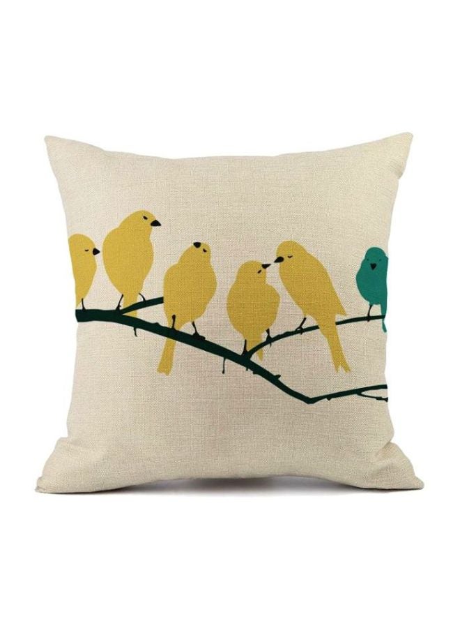 غطاء وسادة ديكور بطبعة طيور بيج / أسود/أزرق 45x45سم