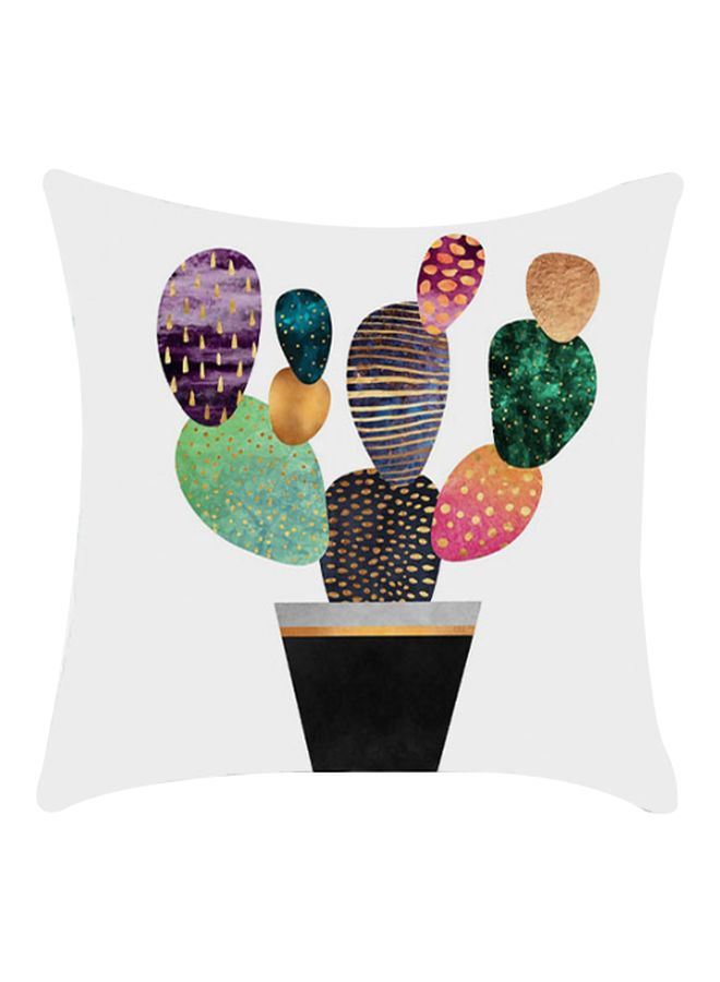 Cactus Printed Cushion Cover White/Black/Green 45x45cm
