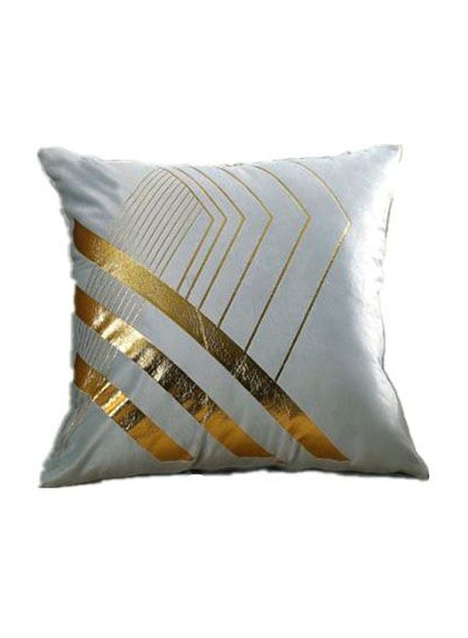 بيوينتي غطاء وسادة بطبعة هندسية رمادي/ذهبي 45x45سم - Image 1