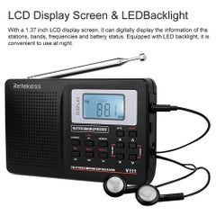 Retekess MW/FM/SW Stereo Pocket Digital Tuning Radio With Earphone V4103_P Black  - Image 4