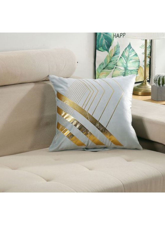 بيوينتي غطاء وسادة بطبعة هندسية رمادي/ذهبي 45x45سم - Image 2