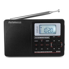 Retekess MW/FM/SW Stereo Pocket Digital Tuning Radio With Earphone V4103_P Black  - Image 1