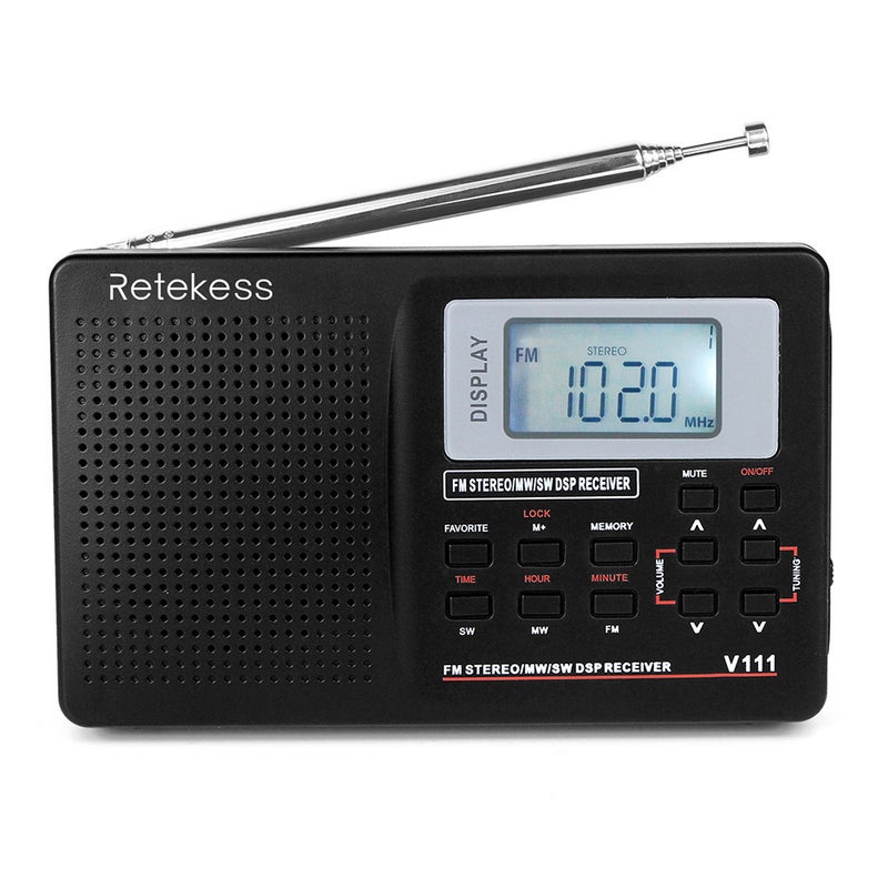 ريتيكيس راديو موالفة رقمي للجيب بصوت ستيريو MW/FM/SW مع سماعة أذن V4103_P أسود - Image 1