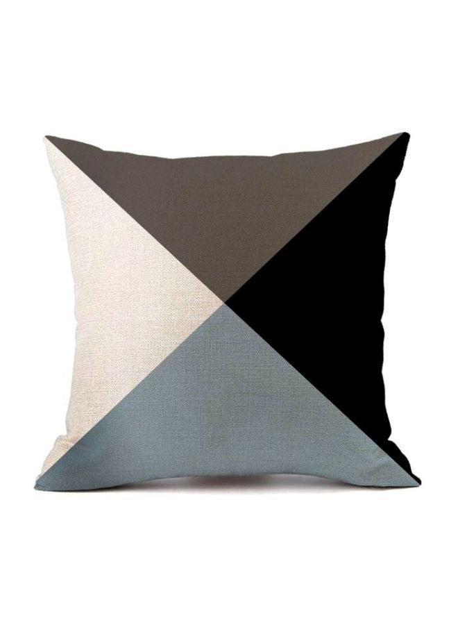غطاء وسادة بطبعة هندسية أبيض/أسود/رمادي 45x45سم