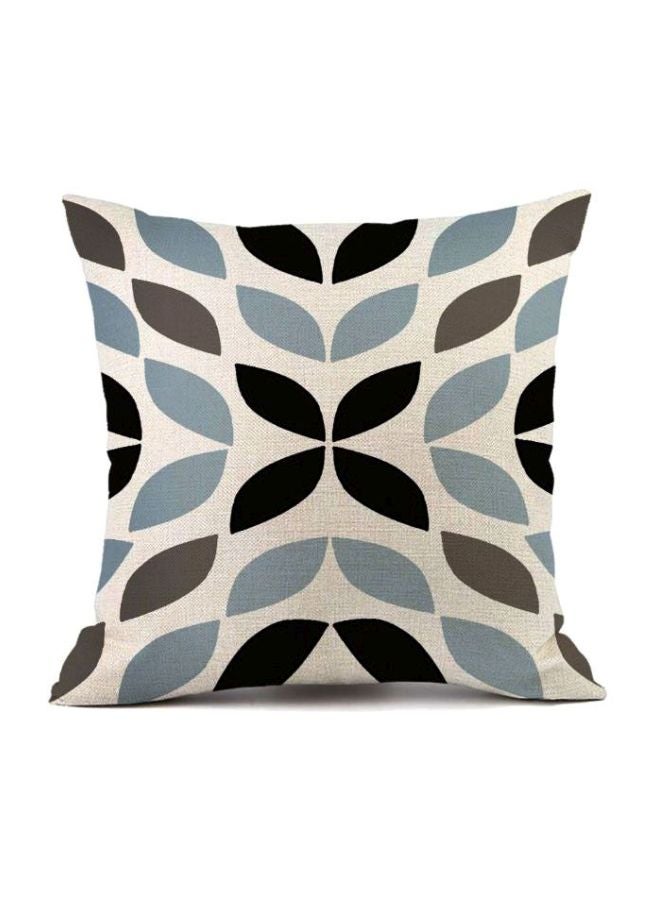 غطاء وسادة بطبعة هندسية أبيض/أسود/رمادي 45x45سم