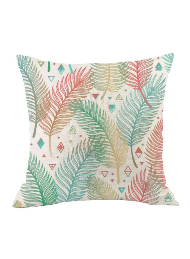 Leaves Printed Cushion Cover Blue/Pink/Beige 45x45cm