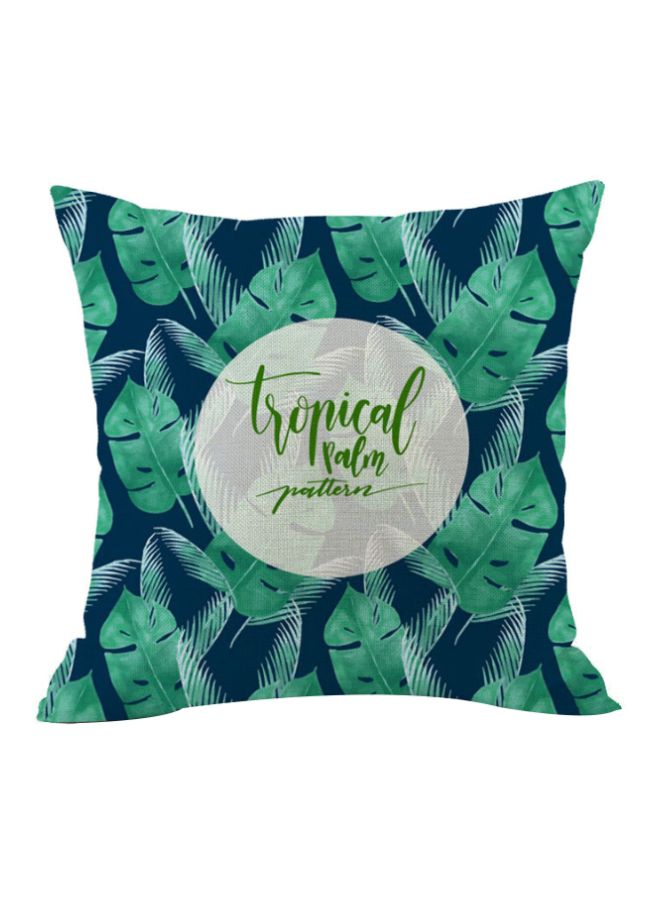 غطاء وسادة ديكور مطبوع عليه عبارة "Tropical Palm" أخضر/أزرق 45x45سم