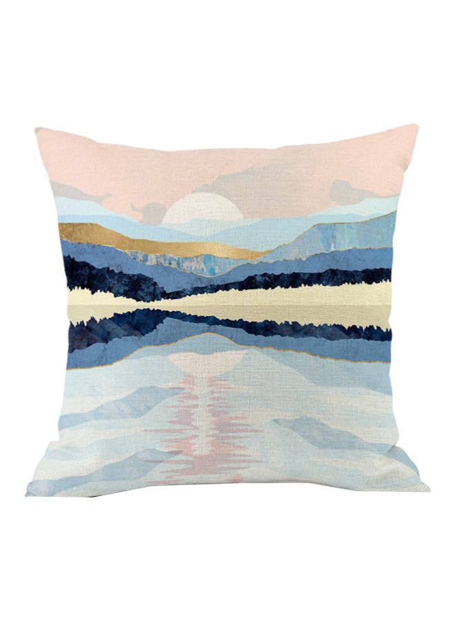 Nature Printed Cushion Cover Blue/Pink/Yellow 45x45cm