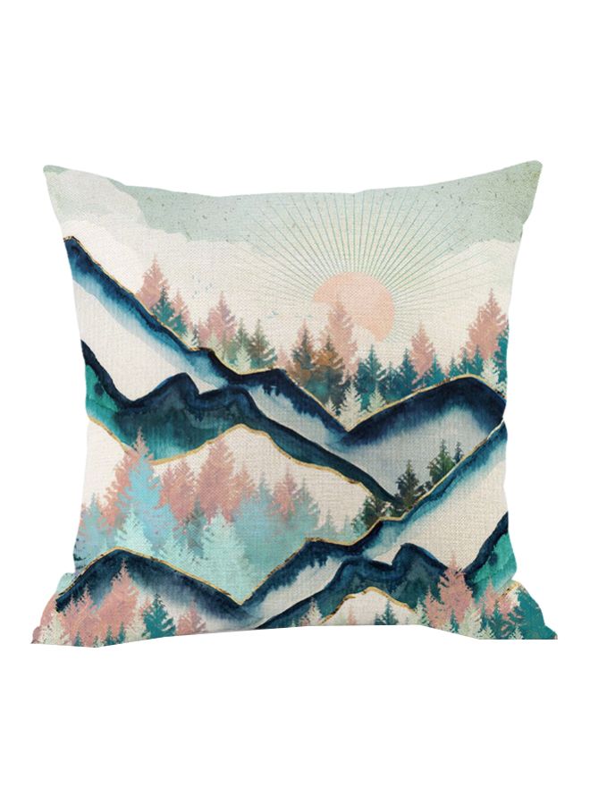 Mountain Printed Cushion Cover Blue/Pink/White 45x45cm