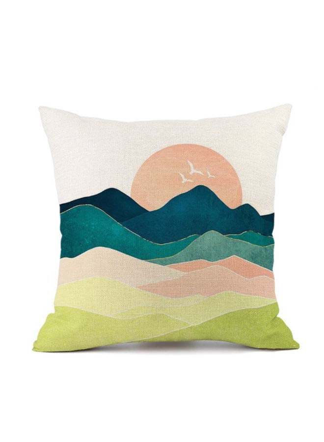 Mountain Printed Cushion Cover Green/Pink/Beige 45x45cm