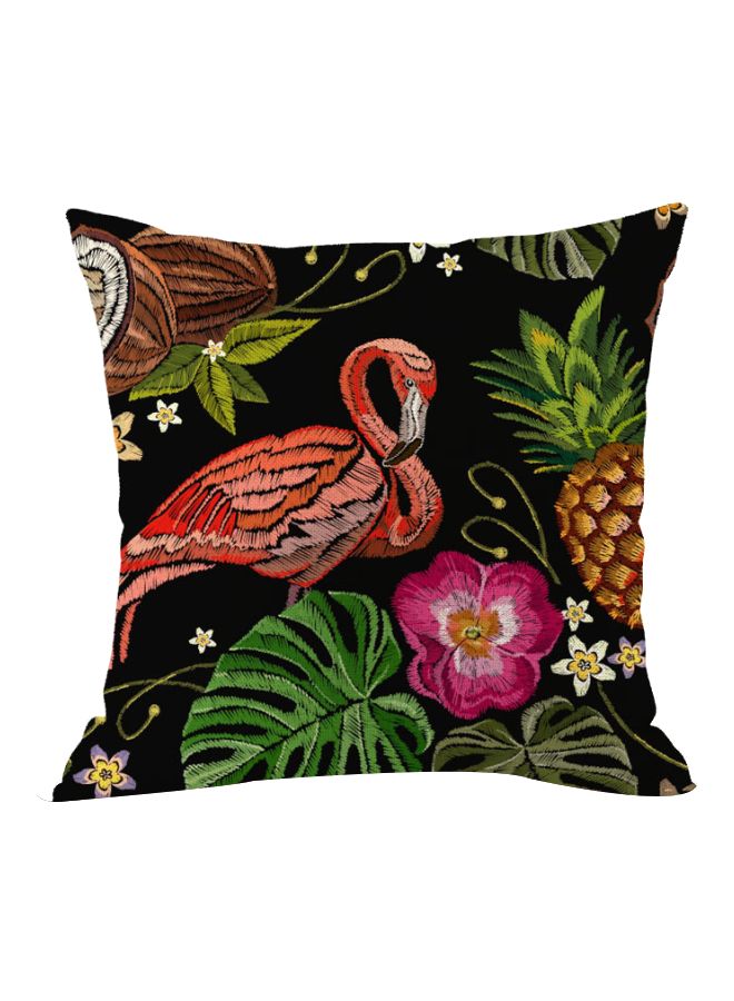 Flamingo Printed Cushion Cover Black/Green/Red 45x45cm