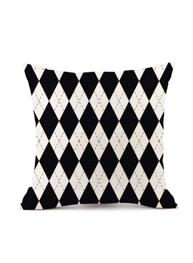 غطاء وسادة بطبعة هندسية أسود/ أبيض 45x45سم