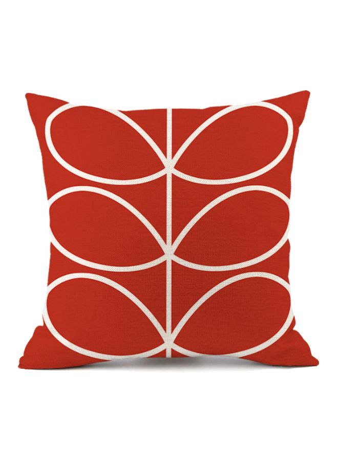 Leaf Printed Cushion Cover Red/White 45x45cm