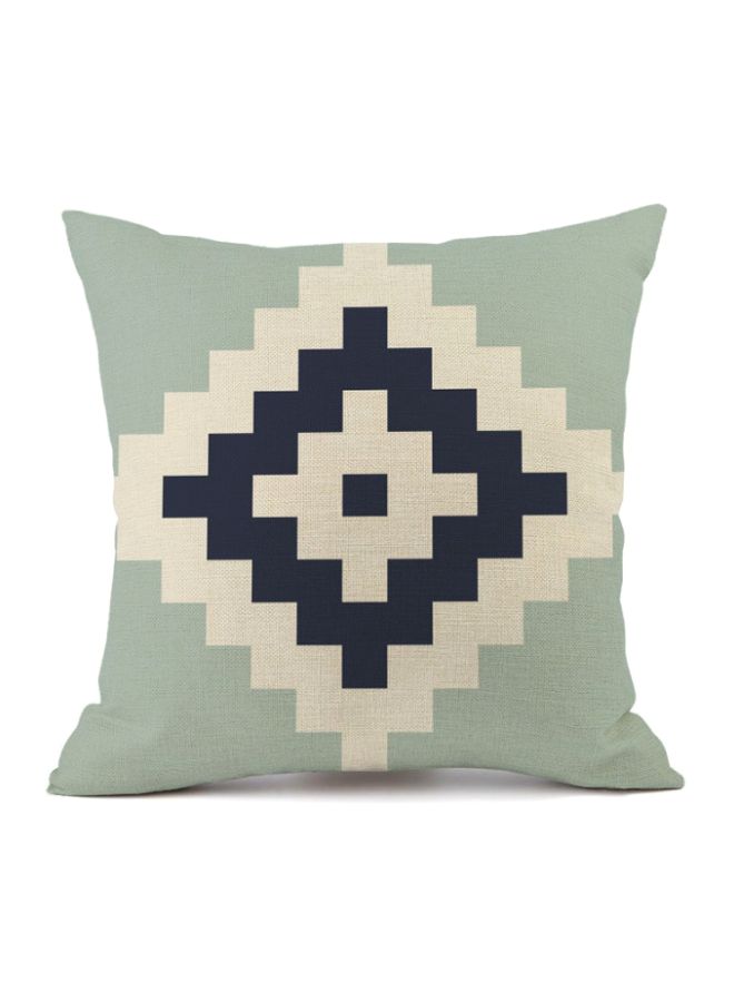 غطاء وسادة مطبوع بأشكال هندسية أخضر/بيج/أزرق 45x45سم