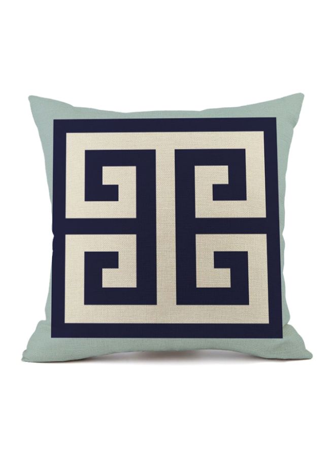 غطاء وسادة مطبوع بأشكال هندسية أزرق/ بيج/ أخضر 45x45سم