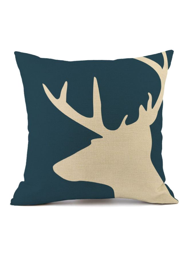 Nordic Style Deer Printed Cushion Cover Blue/Beige 45x45cm
