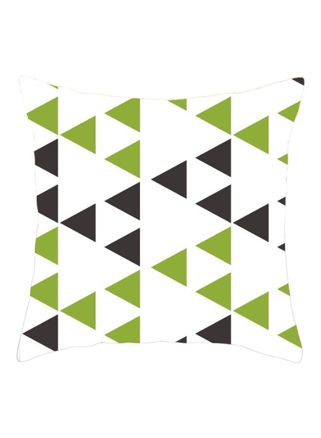 Geometric Printed Cushion Cover White/Green/Black 45x45cm