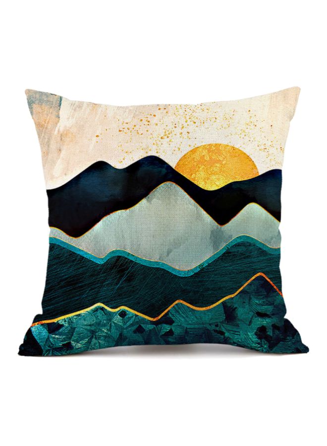 Oil Painting Printed Cushion Cover Green/Grey/Yellow 45x45cm