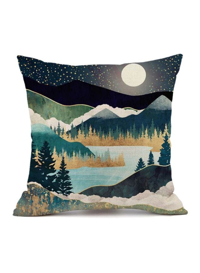 Nature Printed Cushion Cover Blue/Green/Black 45x45cm
