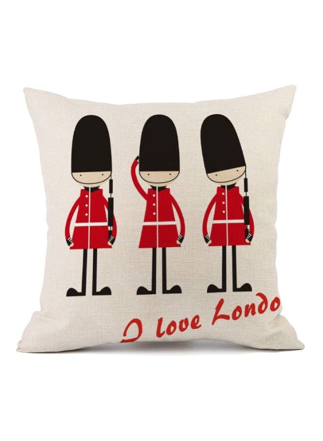 British Style Cushion Cover Beige/Red/Black 45x45cm