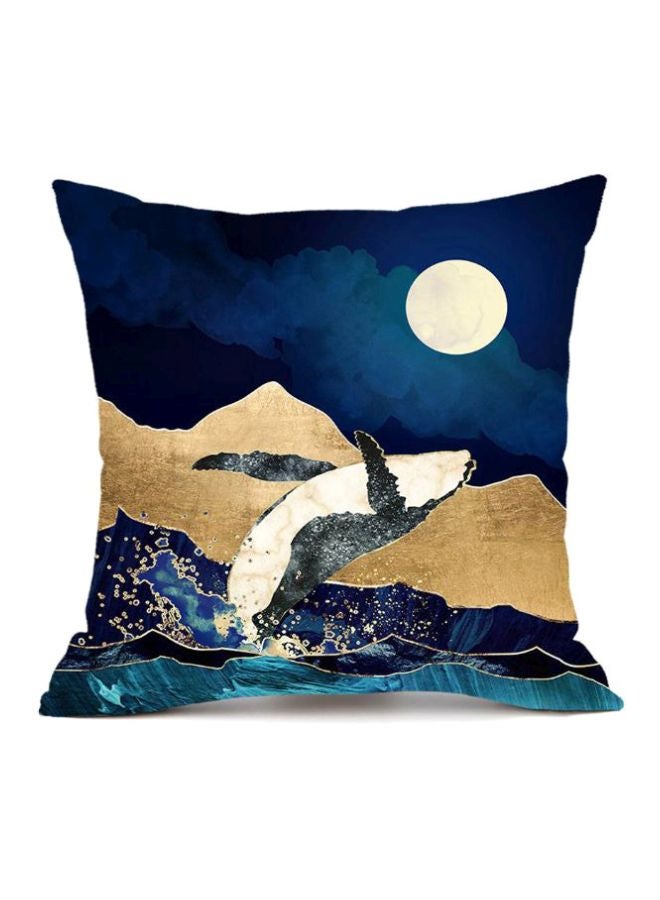 غطاء وسادة بطبعة تعبر عن الطبيعة أزرق/بيج/أبيض 45x45سم