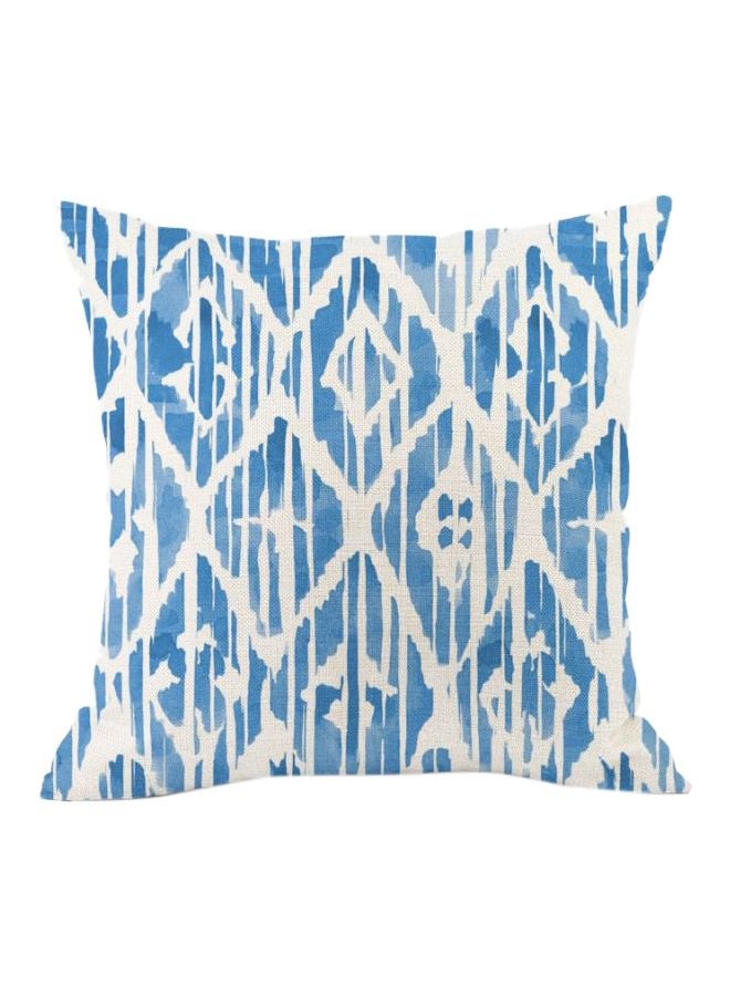 Geometric Shape Printed Cushion Cover Blue/White 45x45cm