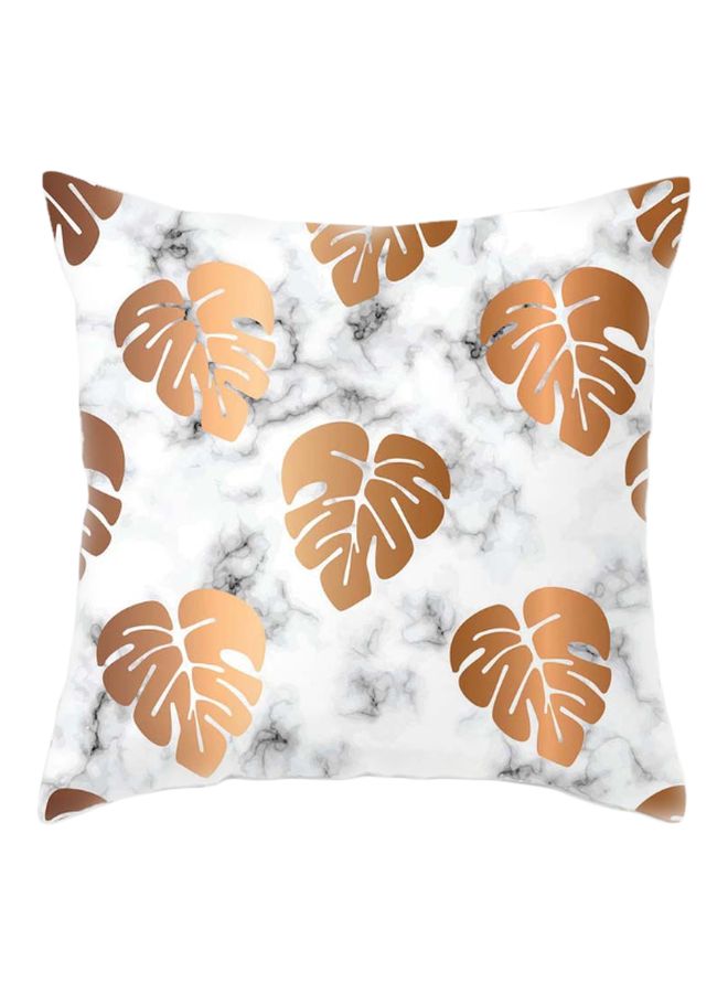 Leaf Printed Cushion Cover White/Grey/Brown 45x45cm