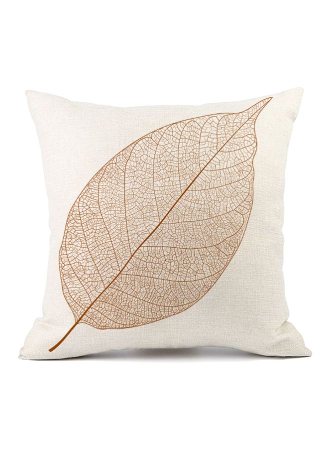 Beauenty Leaves Printed Cushion Cover Beige/Brown 45x45cm 