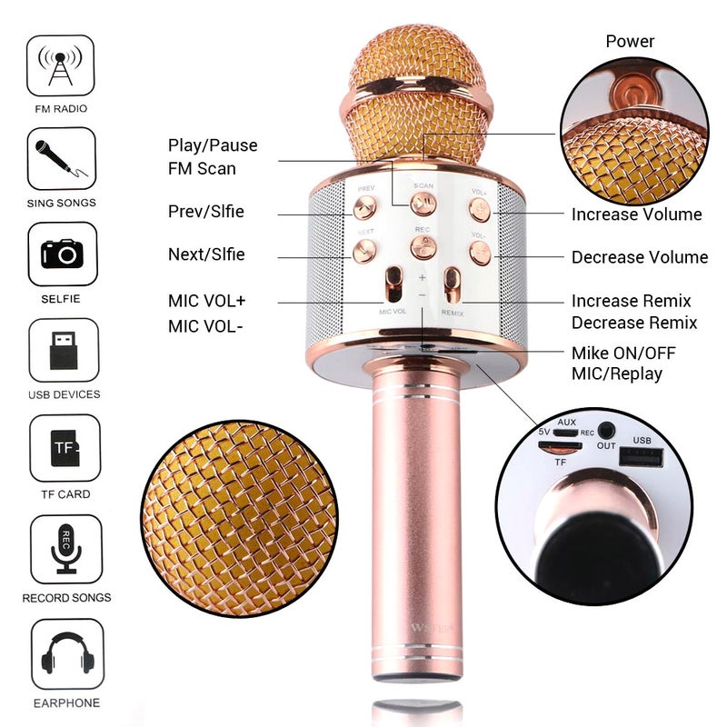 Generic - WS-858 Wireless Handheld Karaoke Microphone PAA2385BL_P Blue - Image 1