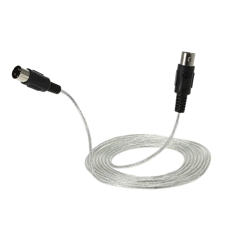 Generic 10ft 5 Pin Plug MIDI Extension Cable V1908_P Silver/Black  - Image 1