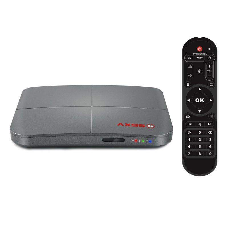 AX95 Android 9.0 4GB RAM Smart TV Set Top Box With Remote Control V8337UK-32G_P Dark Grey