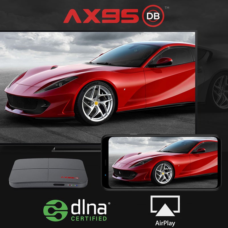 AX95 Android 9.0 4GB RAM Smart TV Set Top Box With Remote Control V8337UK-32G_P Dark Grey