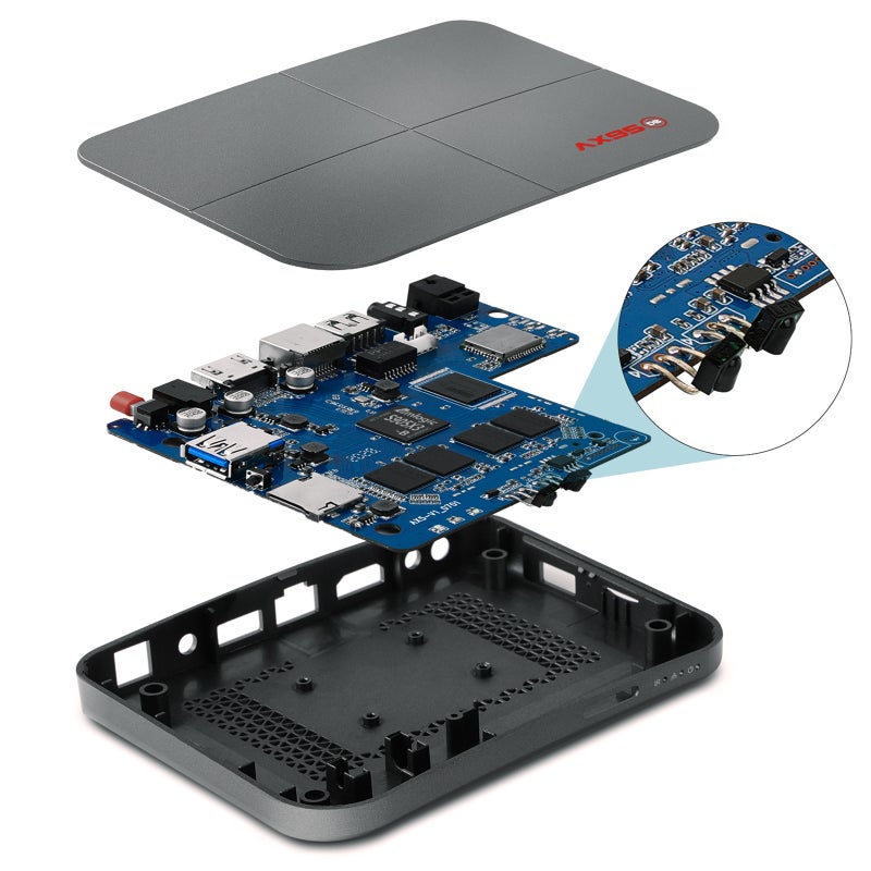 AX95 Android 9.0 4GB RAM Smart TV Set Top Box With Remote Control V8337UK-32G_P Dark Grey