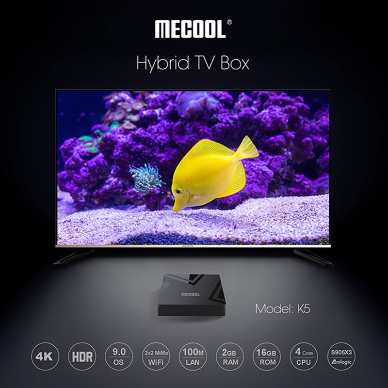 K5 Android 9.0 TV Set Top Box With Remote Control V8338EU_P Black