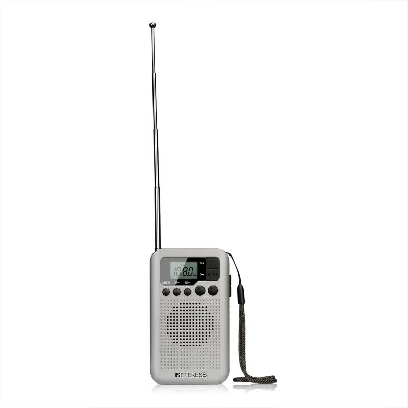 راديو AM/FM محمول مع شاشة LCD طراز TR106 V8318_P فضي
