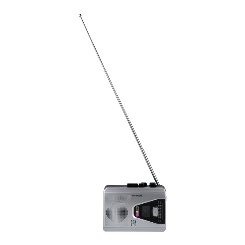 Retekess - TR620 Portable FM/AM Cassette Player Clock Radio V8316_P Silver - Image 1