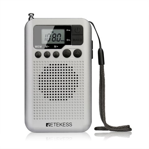 راديو AM/FM محمول مع شاشة LCD طراز TR106 V8318_P فضي