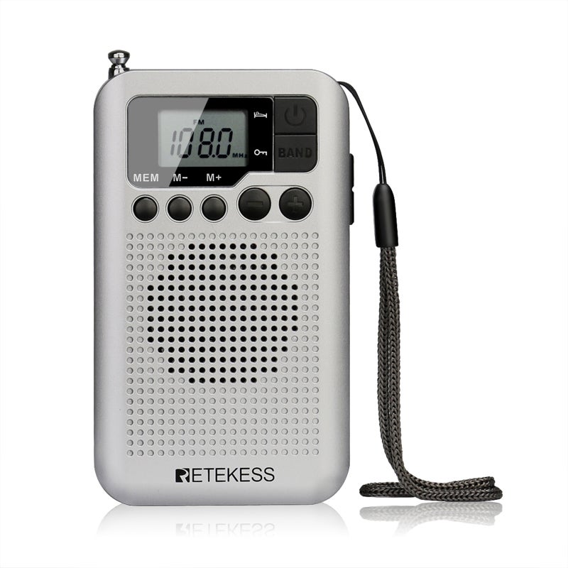 راديو AM/FM محمول مع شاشة LCD طراز TR106 V8318_P فضي