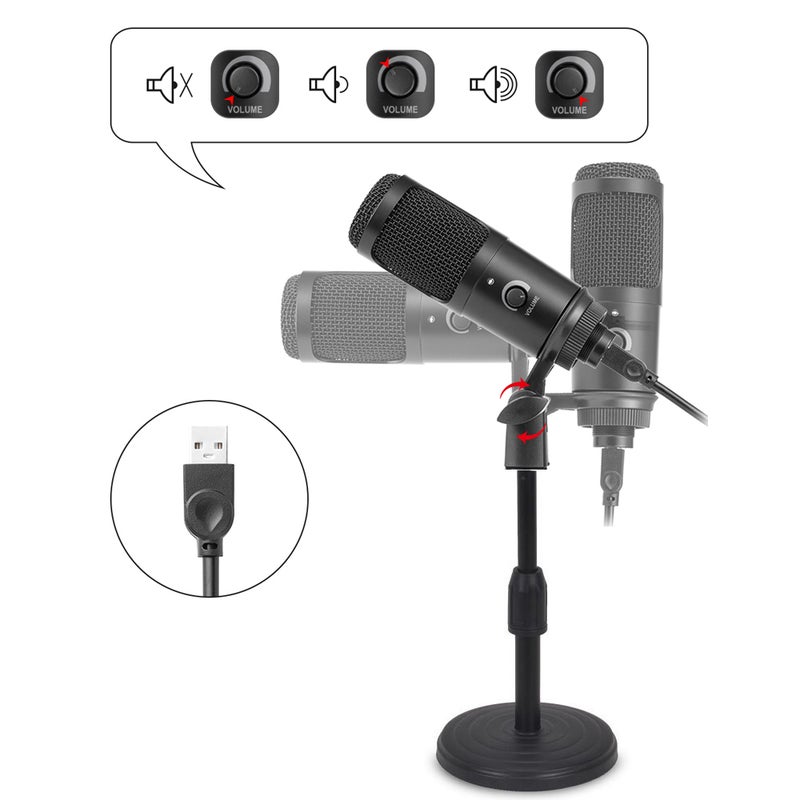 M2 USB Condenser Microphone With Mic V8311_P Black - Image 5