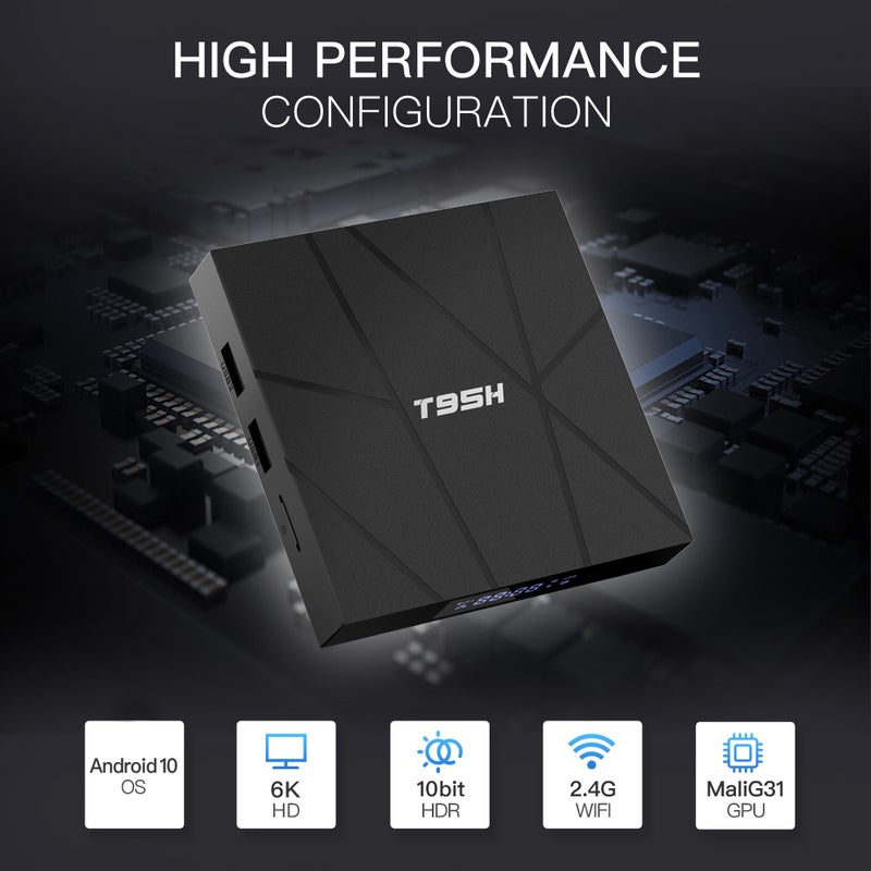 Generic - T95H Android 10.0 Allwinner H616 Quad-core Smart TV Set Top Box V8313UK-8G_P Black - Image 1