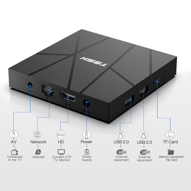 Generic - T95H Android 10.0 Allwinner H616 Quad-core Smart TV Set Top Box V8313EU-8G_P Black - Image 1