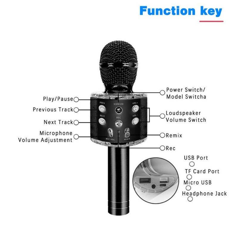 WS858L Illuminated Wireless Bluetooth Microphone V8028RG_P Rose Gold