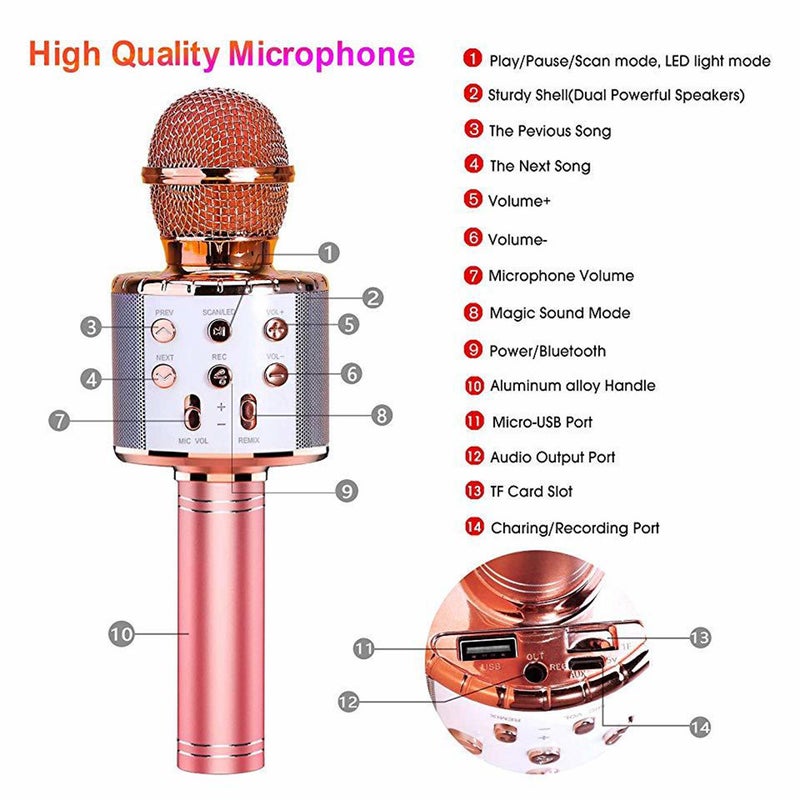 Generic WS858L Illuminated Wireless Bluetooth Microphone V8028G_P Gold  - Image 5