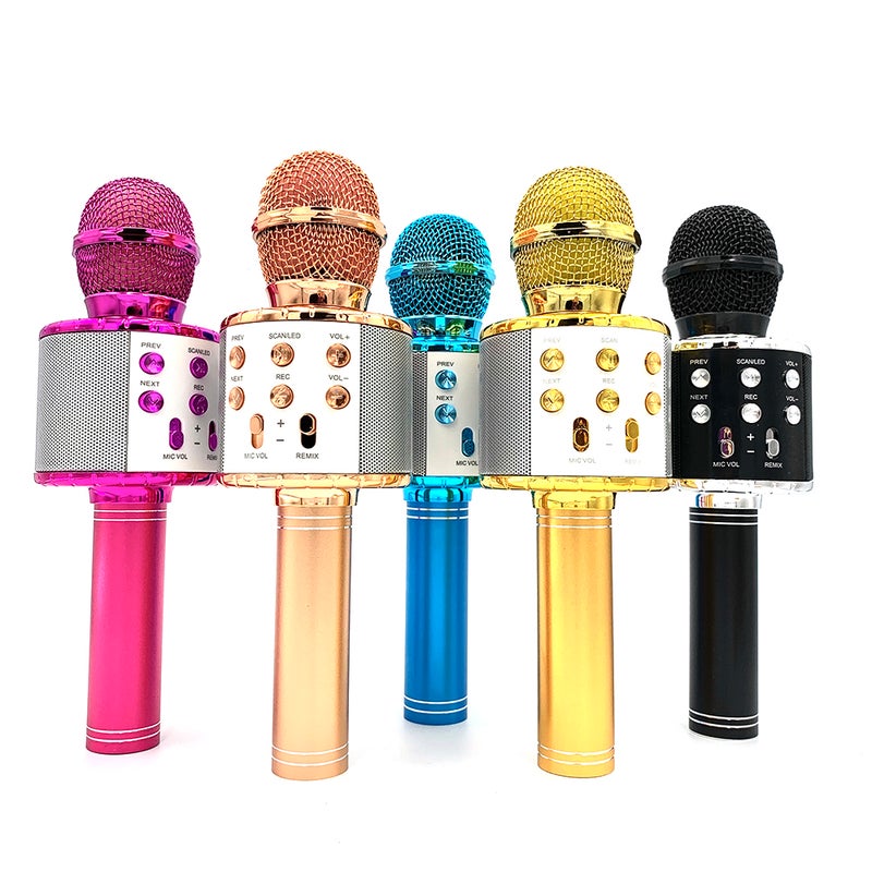 WS858L Illuminated Wireless Bluetooth Microphone V8028G_P Gold