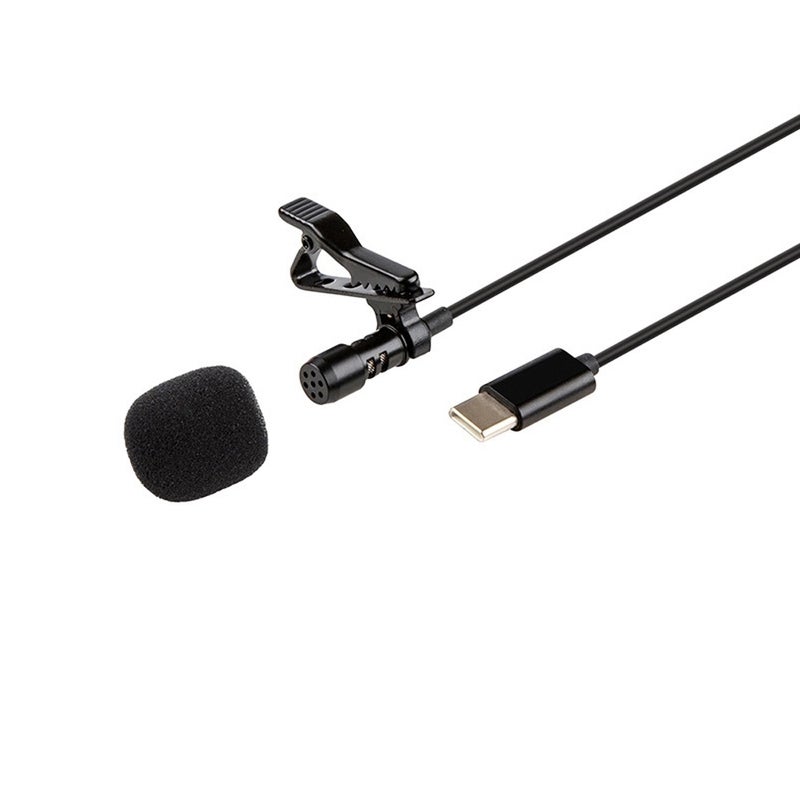 Generic - 1.5m Mini Portable Lavalier Condenser Microphone V6735-1_P Black - Image 1
