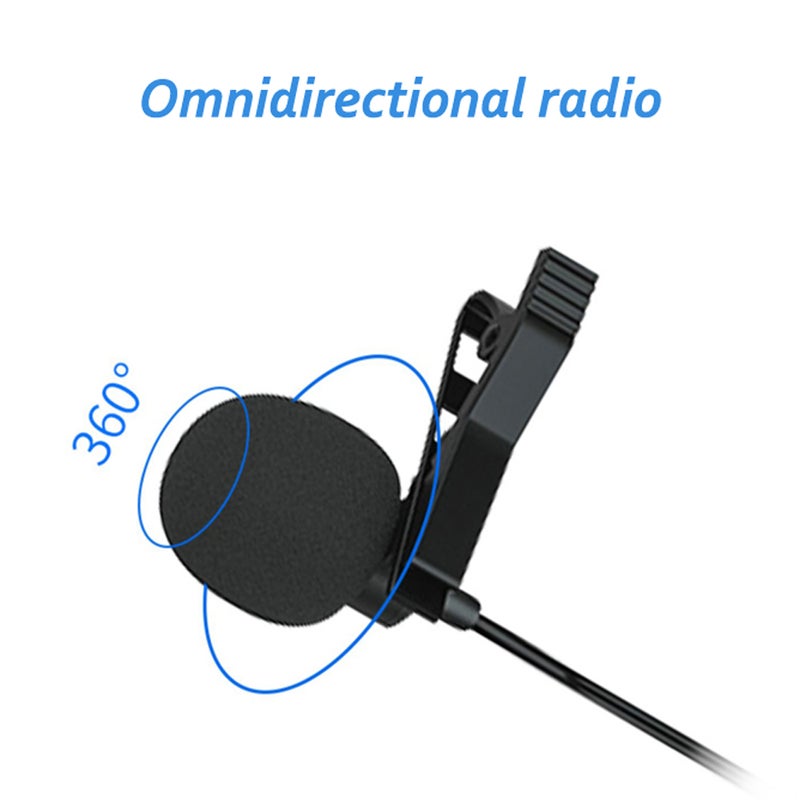 Generic - 1.5m Mini Portable Lavalier Condenser Microphone V6735-1_P Black - Image 1