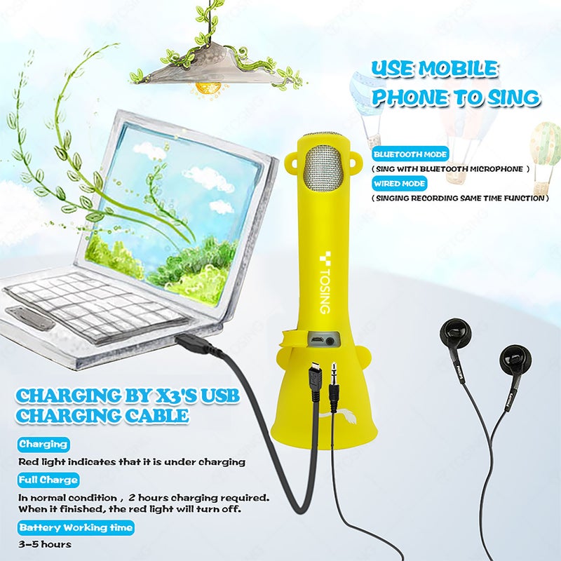 TOSINGX3 Wireless Bluetooth Karaoke Microphone V8125R_P Red